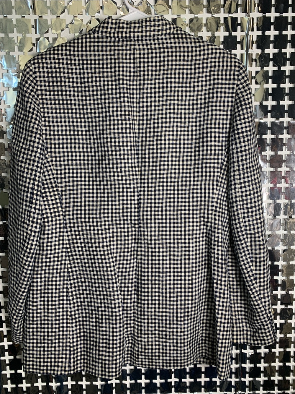 Lauren Ralph Lauren Navy & White Gingham Single-Button Blazer, 100% Linen - Picture 4 of 4